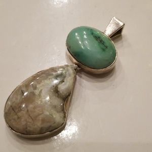 Sterling Turquoise Druzy Crystal Pendant Statement